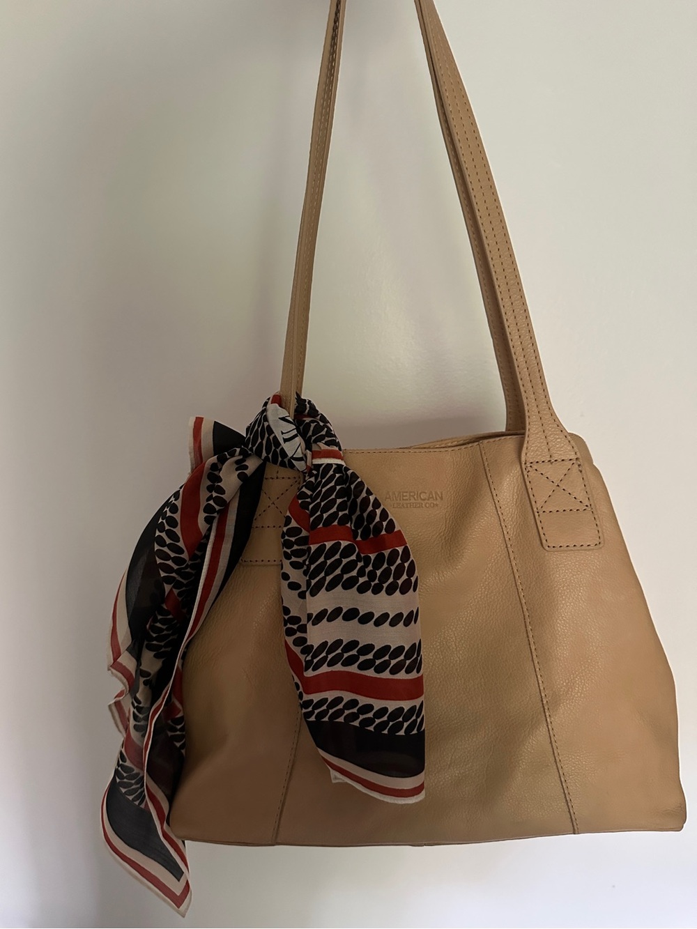 American Leather Co. Beige Leather Shoulder Bag